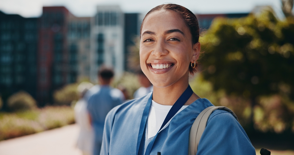 Healthcare professional smiling