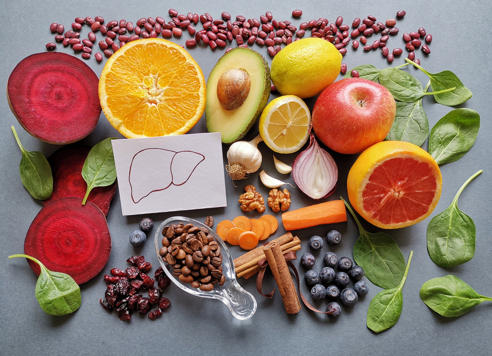 Fresh, nutritious foods including fruits, vegetables, nuts and grains